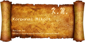 Korponai Mikolt névjegykártya